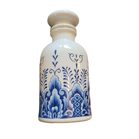 Blue and White Lidded Jar Floral Ceramic Cork Stopper DH683 - Picture 1 of 6